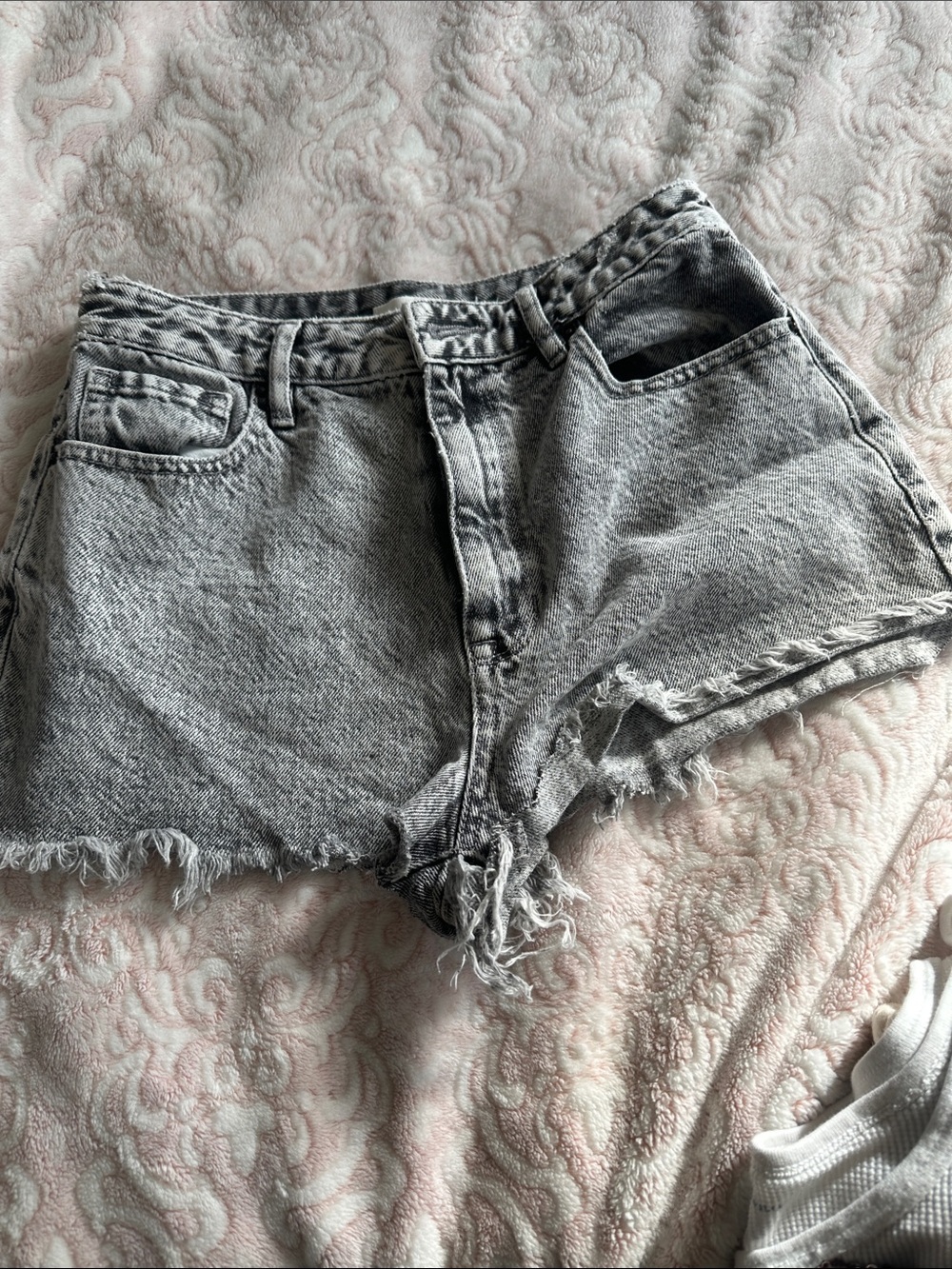 PacSun Gray Washed High-Rise Distressed Denim Shorts
